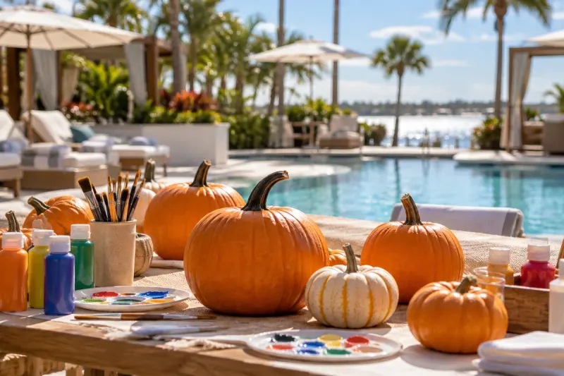 Event scene for Pumpkin Painting + Pool Day