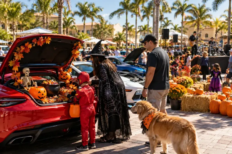 Event scene for FREE Trunk-or-Treating — Cars & Coffee Halloween Edition